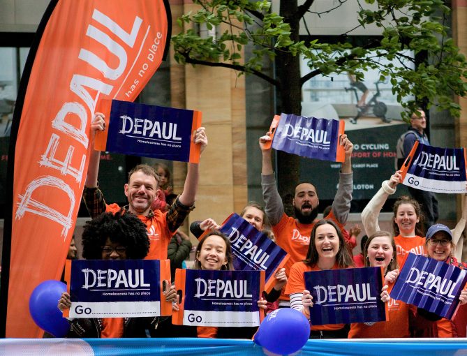 Group of people supporting Depaul at fundraising event