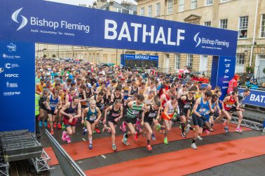 Starting line at Bath half marathon.