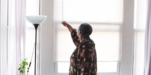 Provider Susan looks out of her window