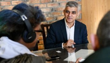 Mayor of London, Sadiq Khan talking to young people at Hotel 1824.