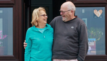 Nightstop host couple on their doorstep