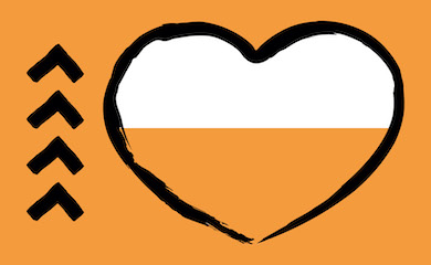 Orange heart half full